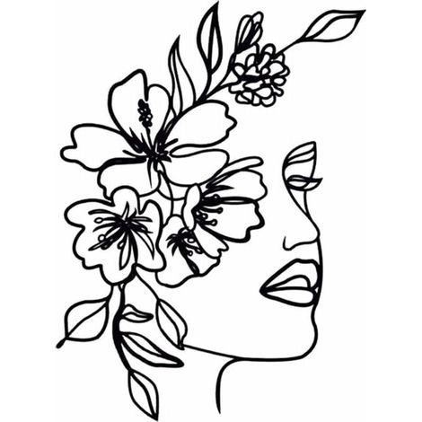 AlwaysH Abstract Metal Wall Art Woman Minimalist Silhouette Decorative Wrought Iron Painting Wall Decor Black 30x40.4cm (1/5)