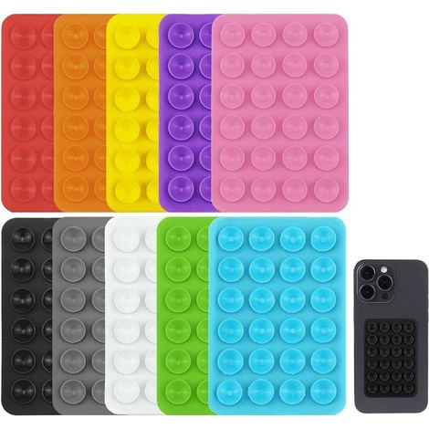 Lot de 10 supports à ventouse pour téléphone – Multicolore, compatible avec les coques et les surfaces lisses, support de téléphone (1/5)