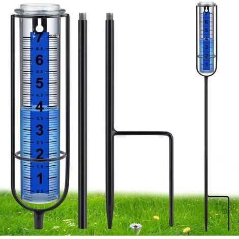 7-Zoll-Regenmesser aus frostbeständigem Glas für den Außenbereich, große, gut lesbare Ziffern und verstellbare Höhe – Stilvolles und praktisches Regenmessgerät für Garten, Rasen, Terrasse und (1/5)