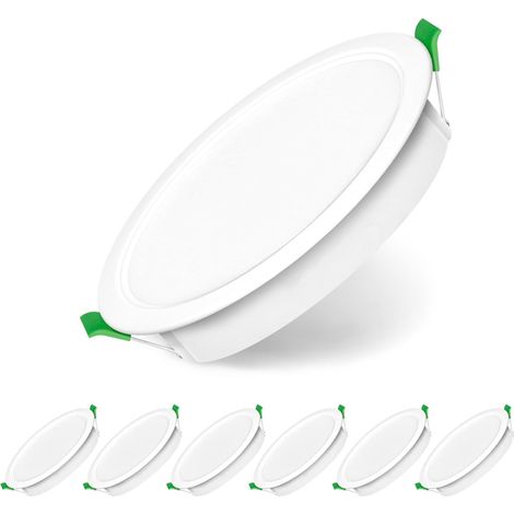 Spot LED Encastrable Salle de Bain, Spots 230V, 10W Trou Φ 95-105mm, IP44, Non Dimmable, Lot de 6 Spot LED Encastrable Extra Plat, Blanc Neutre 4000K (1/5)
