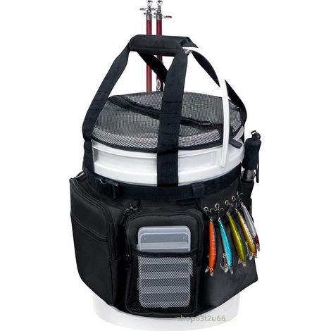 Sac de pêche avec porte cannes et pinces, organisateur rangement multipoches pour matériel (1/5)