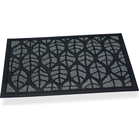 Paillasson/Tapis en Caoutchouc Feuilles Gris 75x45x0,5cm Hidalgo (1/2)