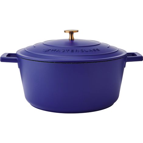 MasterClass Cacerola eléctrica de aluminio fundido azul, 28 cm, 5 litros, en caja de regalo