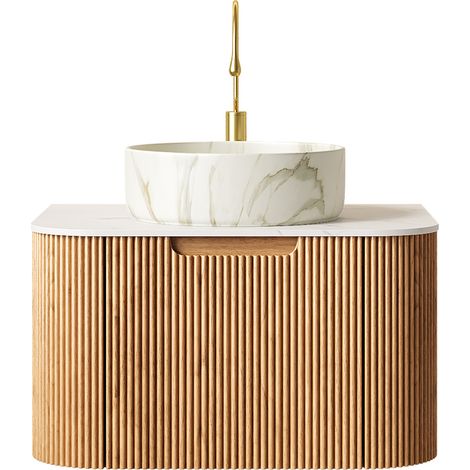 Mobile bagno sospeso 61 cm con lavabo in ceramica rotondo e cassetto HOMVRA (1/5)