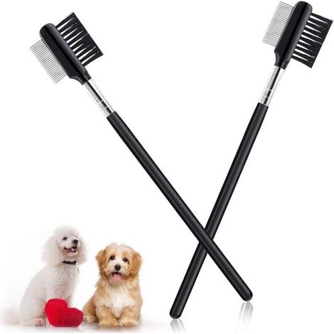 Kamm zur Entfernung von Augenflecken beim Hund, 2 doppelseitige Augenkämme für Hunde, Tränenkamm für Hunde, Augenpflegekamm für Hunde, Kamm (1/4)