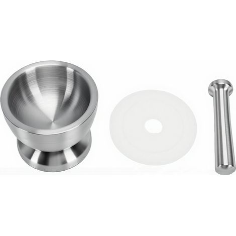 Ensemble de mortier et pilon en acier inoxydable 304, avec couvercle, Base antidérapante, broyeur, bol de concassage, polyvalent pour la cuisine L (1/5)