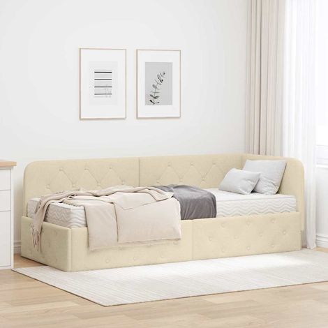 vidaXL Eckbettgestell Creme 80 x 200 cm Stoff (1/5)