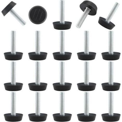 Lot de 20 niveleurs réglables filetés à visser pour meubles, pieds de nivellement M6 pour meubles de patio, pieds de table, chaises et pieds de meubles (1/5)