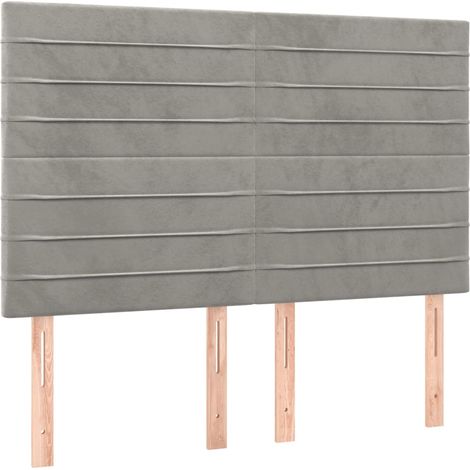 Testiera letto accessorio camera da letto mobile LED 144 x 5 x 118/128 cm tessuto in velluto grigio chiaro TDL0201406