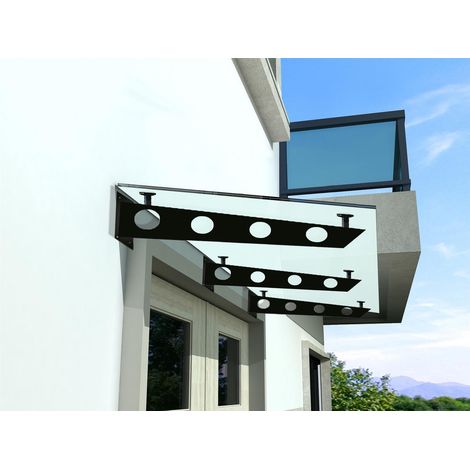Glaswerk Westfalen - (3S) 250x90 cm Milchglas Glasvordach inkl. Halter SW (1/3)