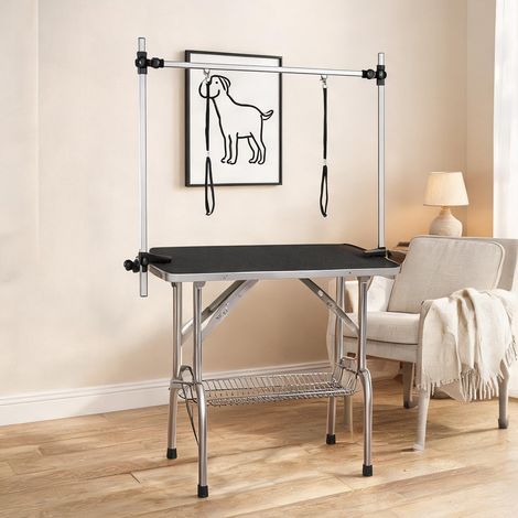 Table de toilettage pliable 90 x 60 x 76 cm noir avec bras (1/5)