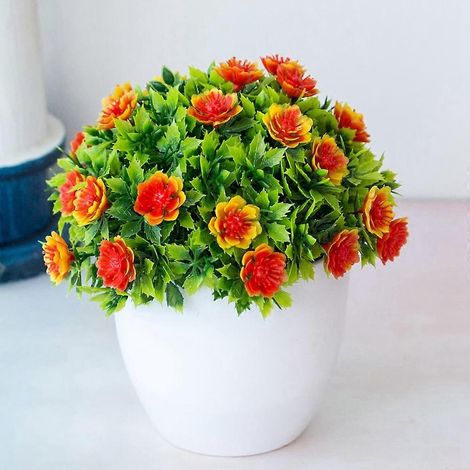Plantes artificielles en boule, décoration intérieure et extérieure pour bureau, maison ou jardin, en pot rétroorange (1/5)
