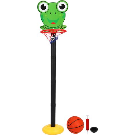 Set de Basketball Enfant avec Support Réglable en Hauteur et Panier à Motif Grenouille (1/5)