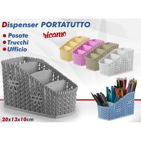 TrAdE Shop Traesio - Dispenser Portatutto Organizer Ricamo Milleusi Posate Trucchi Ufficio Colorato -