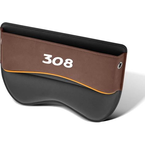 (Pour marron) Boîte de rangement universelle pour siège auto Peugeot 308, organisateur d'espace entre le siège et le côté, poche latérale avec trou pour câble de chargement, accessoires auto (1/5)