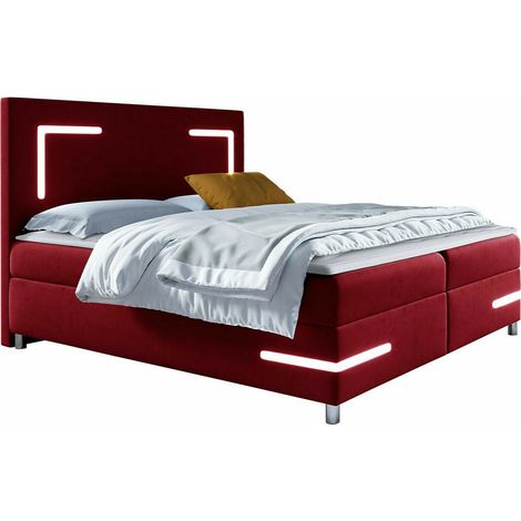 Lit boxspring Vallis, Fresh 8, Continental, Double, 180x200, Tissu, Disponible, 180x212x120cm, LED: Disponible (1/5)