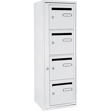Bloc de boîtes aux lettres intérieures type Languedoc standard 6 cases B6 coloris blanc 9016