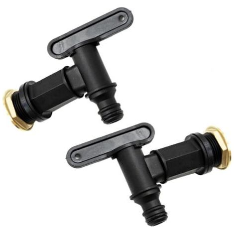 BUNTHAUS 2pcs Water Butt Tap Hosepipe Rain Barrel/ ¾ BSP Thread Replacement Tap with Water tap Interface raw Tape, Black Plastic Snap Fit Connector Beer Home Brew Push Fit Water tap Water Butt Tap Y (1/5)
