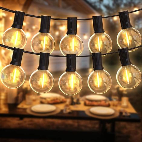 15M Guinguette Guirlande Lumineuse Extérieures, LED Guirlande Lumière Exterieur avec 26 Ampoules E12 G40 en Plastique en Plein Air, IP45 Étanche Guirlande Guinguette pour Jardin Cour Bistro G- (1/5)