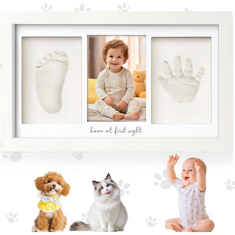 Kit Souvenir Empreinte Bébé, Impressions pour Enfants, Cadre Photo Duo Nouveau né, Kit d'Art de Mémoire, Cadres Photo de Douche (1/5)