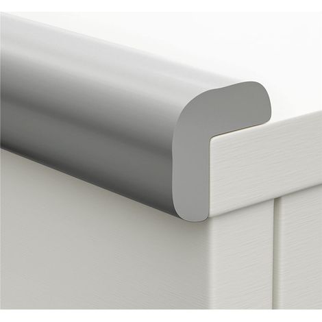Protecteur d'angle mural épais en mousse, bande adhésive en L pour bord de table et meubles, couleur gris, rouleau de 5m - Protection maison et bureau (1/5)