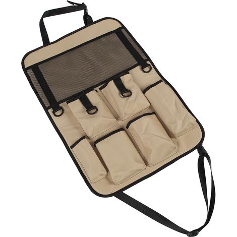 Organisateur de siège arrière, tapis de rangement pour voiture, plusieurs poches, grande capacité, facile à suspendre, accessoires de voyage pour voiture et camion, kaki (1/5)