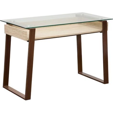 Bureau en Verre "Ariro" 110cm Beige (1/5)