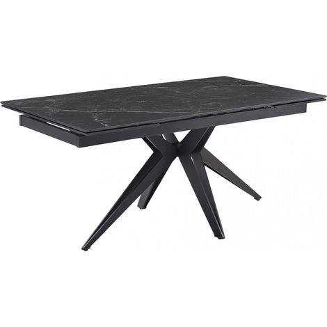 Table extensible 160/240 cm céramique noir marbré pied étoile - INDIANA 06 (1/5)