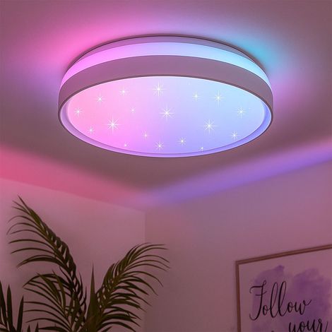 Plafoniera con telecomando Plafoniera dimmerabile Luce diurna rotonda, variazione cromatica CCT RGB, LED 14W 1800Lm, DxH 39x7 cm