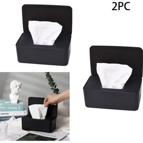 Scatola porta salviette umidificate in 2 pezzi, scatola per fazzoletti, scatola impermeabile per salviette umidificate, scatola per riporre fazzoletti, scatola con coperchio, base antiscivolo (1/5)