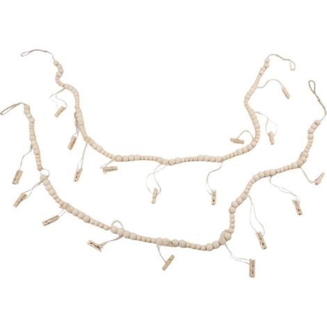 Lot de 2 guirlandes lumineuses en bois à suspendre pour photos de 135 cm pour décoration murale, chambre à coucher, dortoir, galerie d'art, vitrine (1/5)