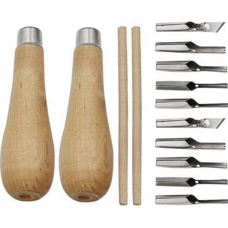 2 Sets Outils de Coupe de Linoléum 5 En 1, D\'outils De Sculpture sur Linogravure, Gouge Linogravure, Ensemble de Couteaux de Sculpture Sur Bois pour Sculpteur, Charpentier, Amateur, Poteri (1/5)