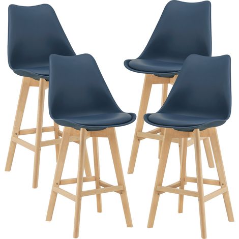 Set di 4 sgabelli da bar in plastica faggio sintetico 105 x 48 x 58 cm blu 030008717