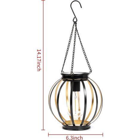 Lanterne Solaire Suspendue Extérieure – Lustre Métallique à Lumière Chaude pour Jardin, Balcon et Intérieur, Installation Facile Mur/Plafond (1/5)