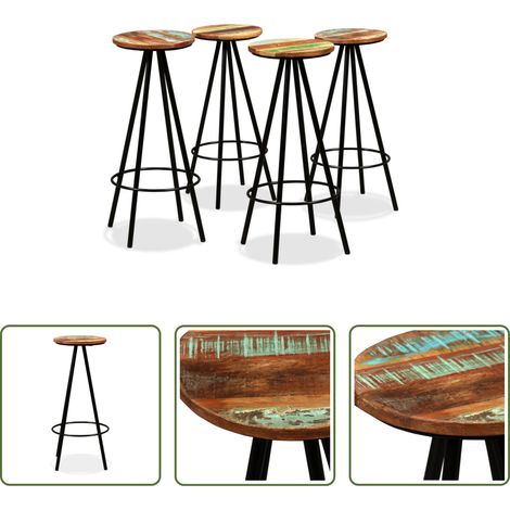 Massivholz - Barhocker 4 Stk. Massives Altholz (1/5)