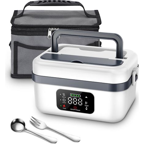 Boîte à lunch chauffante sans fil - Lunch box chauffante électrique - 1L - Chauffe-repas rechargeable - Batterie rechargeable 16 000 mAh - Pour le travail/les voyages/l'école/le bureau (1/5)