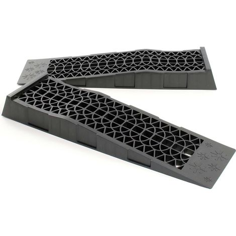 Wiltec 2x Auffahrrampe, 700x200x78 mm, extraflach, Kunststoff, 3 t, Autorampe Pkw Auto Kfz Rampe für Sportwagen und tiefergelegte Fahrzeuge