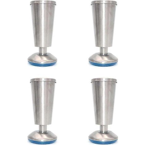 Ensemble de 4 pieds de meuble, embouts de comptoir, forme coupelle, hauteur 120 mm, adaptés aux meubles de cuisine, comptoirs de bar, bureaux et autres meubles. En acier inoxydable, réglables de 0 à 5 (1/5)