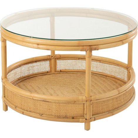 Table Basse en Rotin "Jovelyne" 70cm Naturel (1/5)