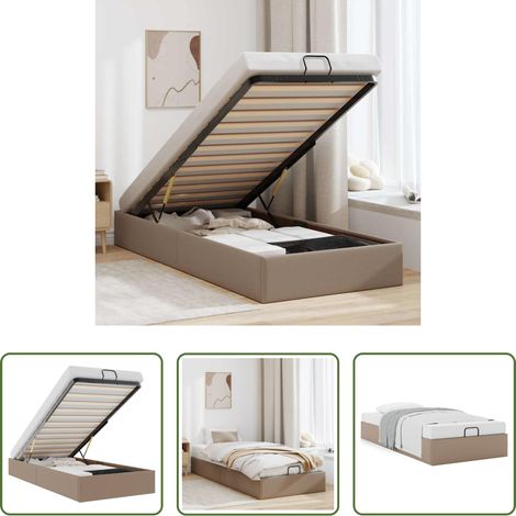 Stauraum unter Bett - Ottoman-Bett ohne Matratze Cappucino 100x200cm Kunstleder (1/5)