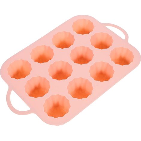 Moule à Cupcakes en Silicone Antiadhésif 12 Empreintes Mini Cylindres Dentelle Rose, Moules à Pâtisserie Réutilisables pour Cuisson Gâteau Mousse et Muffins, Compatible,Parent,- (1/5)