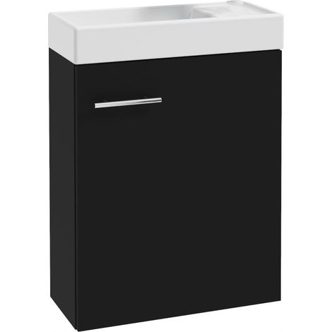 Badezimmerschrank mit Waschbecken 50x70cm, hängend, schwarz, Klein