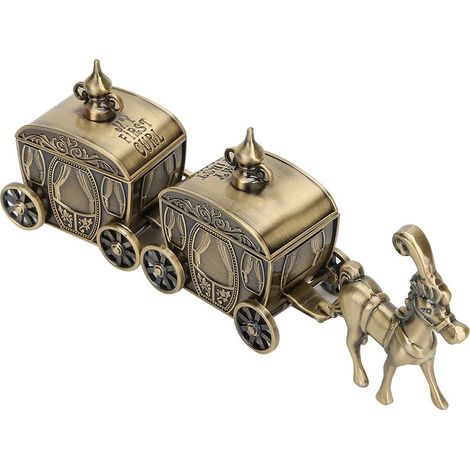 Boîte de rangement dentaire en métal forme chariot, coffret de conservation cheveux artisanal, décoration cadeau exquise. (1/5)