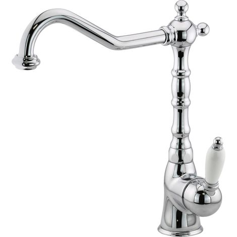 Miscelatore lavello cucina con canna girevole colore cromo stile retrò Gattoni Orta RE135C0  Cromo