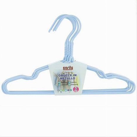 TRADE SHOP - Set 5pz Grucce Stampelle Appendiabito In Metallo Azzurro Vestiti Pantaloni 87692 - (1/2)