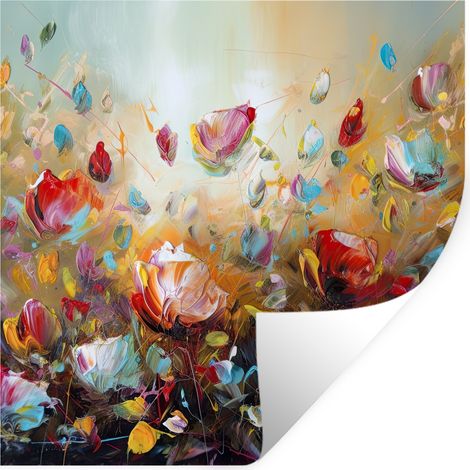 Wall Sticker Flowers - Art - Nature - Oil painting 50x50 cm (1/5)