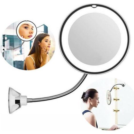 Trade Shop - Ultra Flexible Espejo Redondo Maquillaje Led 5x Plegable Rotativo Te-b0140 - (1/5)