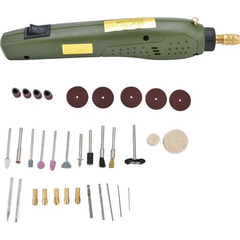 Paquete de 35 mini taladros de bajo voltaje con motor de cobre para pulir metal, piedra y vidrio (enchufe británico). (1/5)