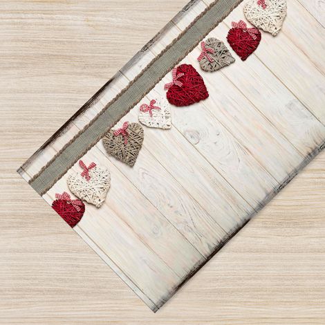 Tappeto passatoia fantasia made in Italy antiscivolo lavabile aderente 77 Wood Heart - 50x400cm