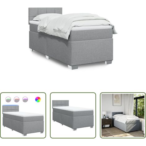 vidaXL Surmatelas - Sommier à lattes de lit et matelas Gris clair 90x190 cm Tissu (1/5)